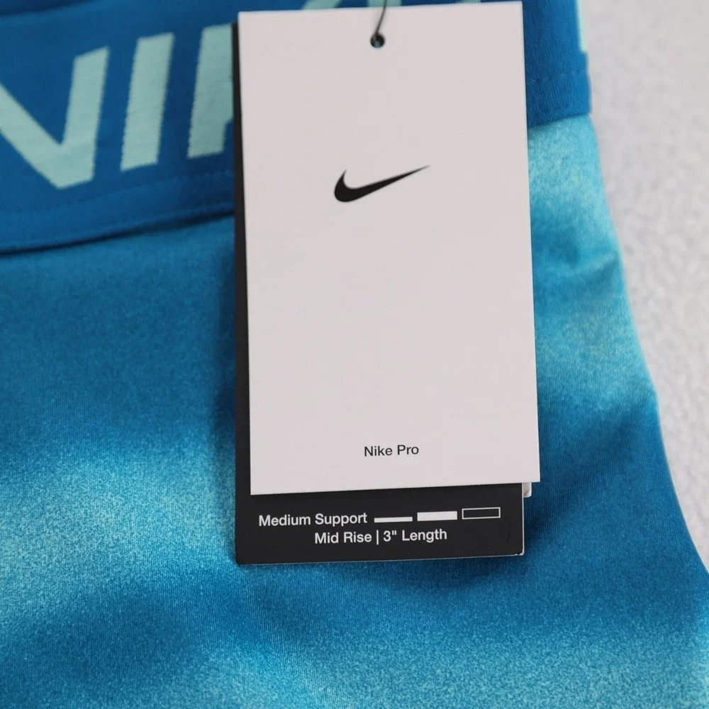 Nike‎ Pro Dri-FIT Womens 3 Inch Training Shorts Teal Blue Gradient IH7636-301 S